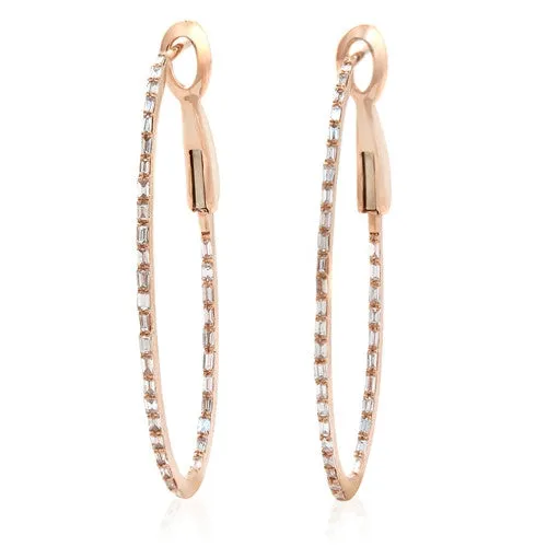 18K ROSE GOLD IN AND OUT DIAMOND ETERNITY HOOP EARRINGS