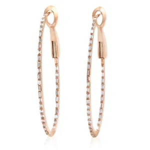 18K ROSE GOLD IN AND OUT DIAMOND ETERNITY HOOP EARRINGS