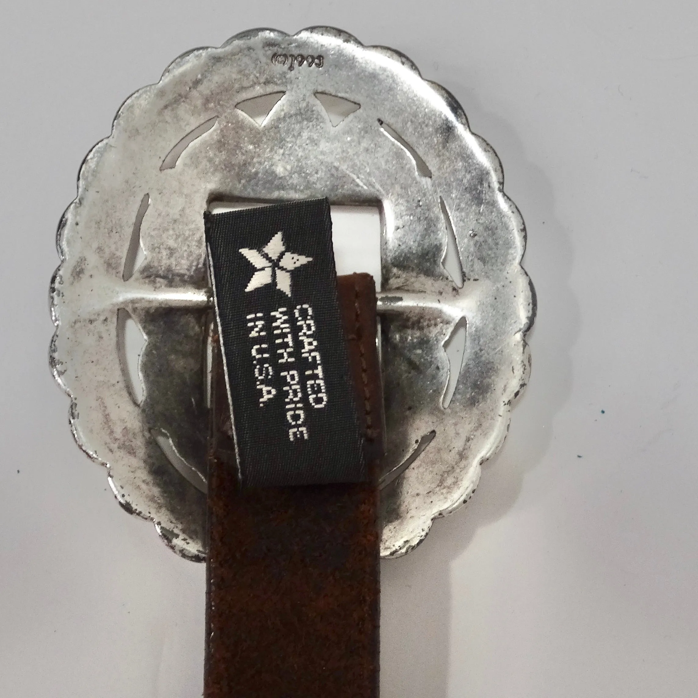 1990s Brown Leather Silver Tone Belt