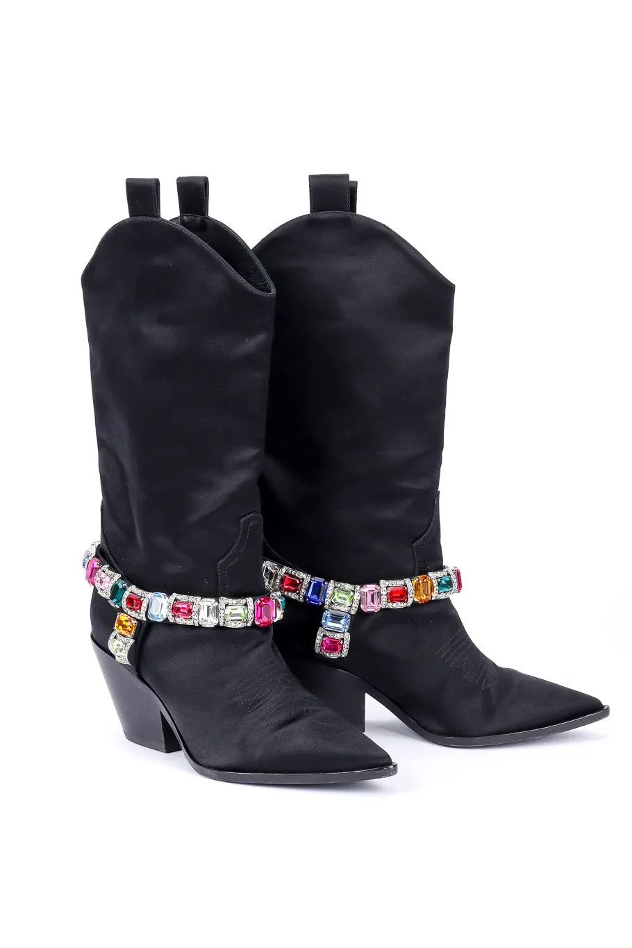 2018 F/W Bejeweled Satin Boots