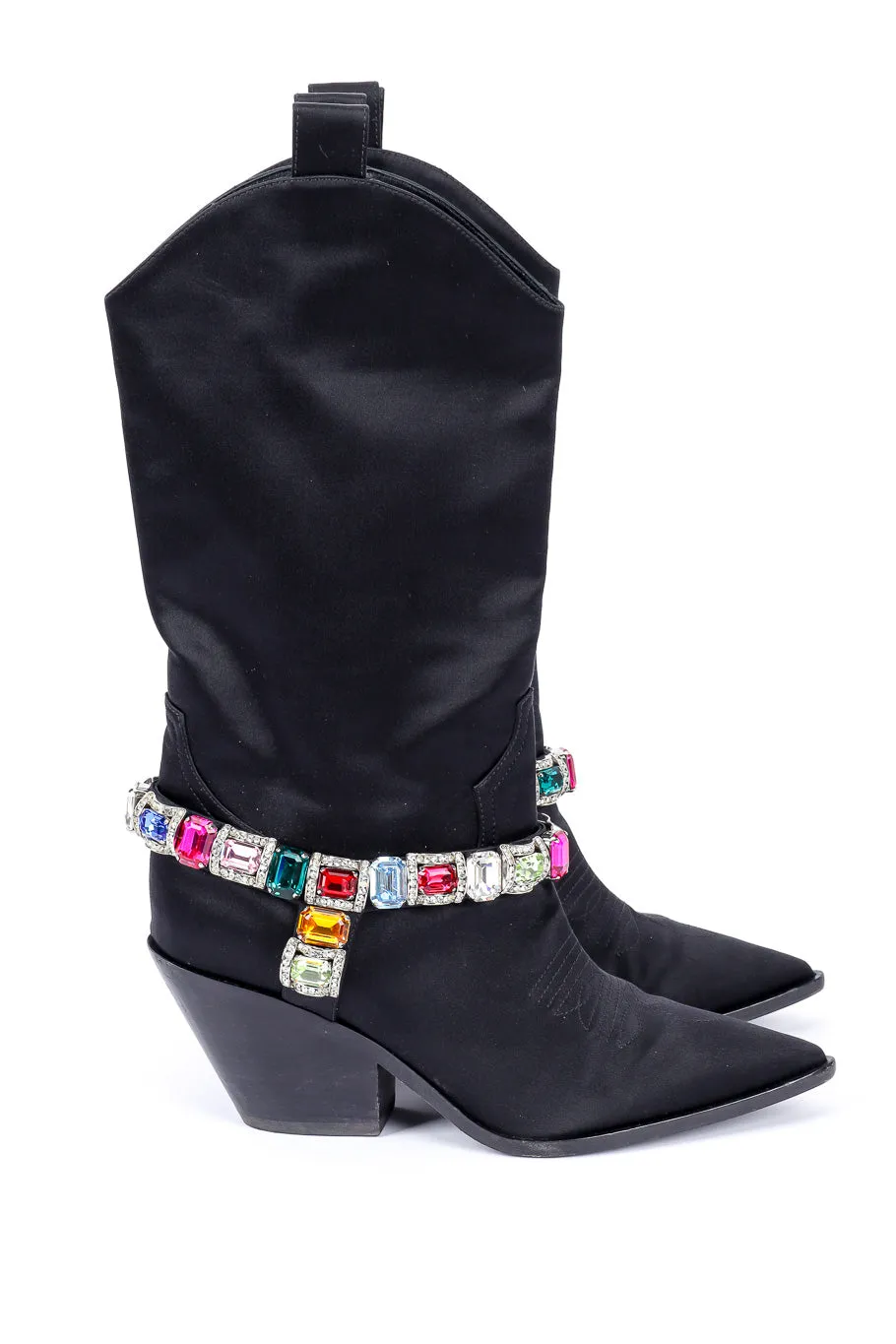 2018 F/W Bejeweled Satin Boots
