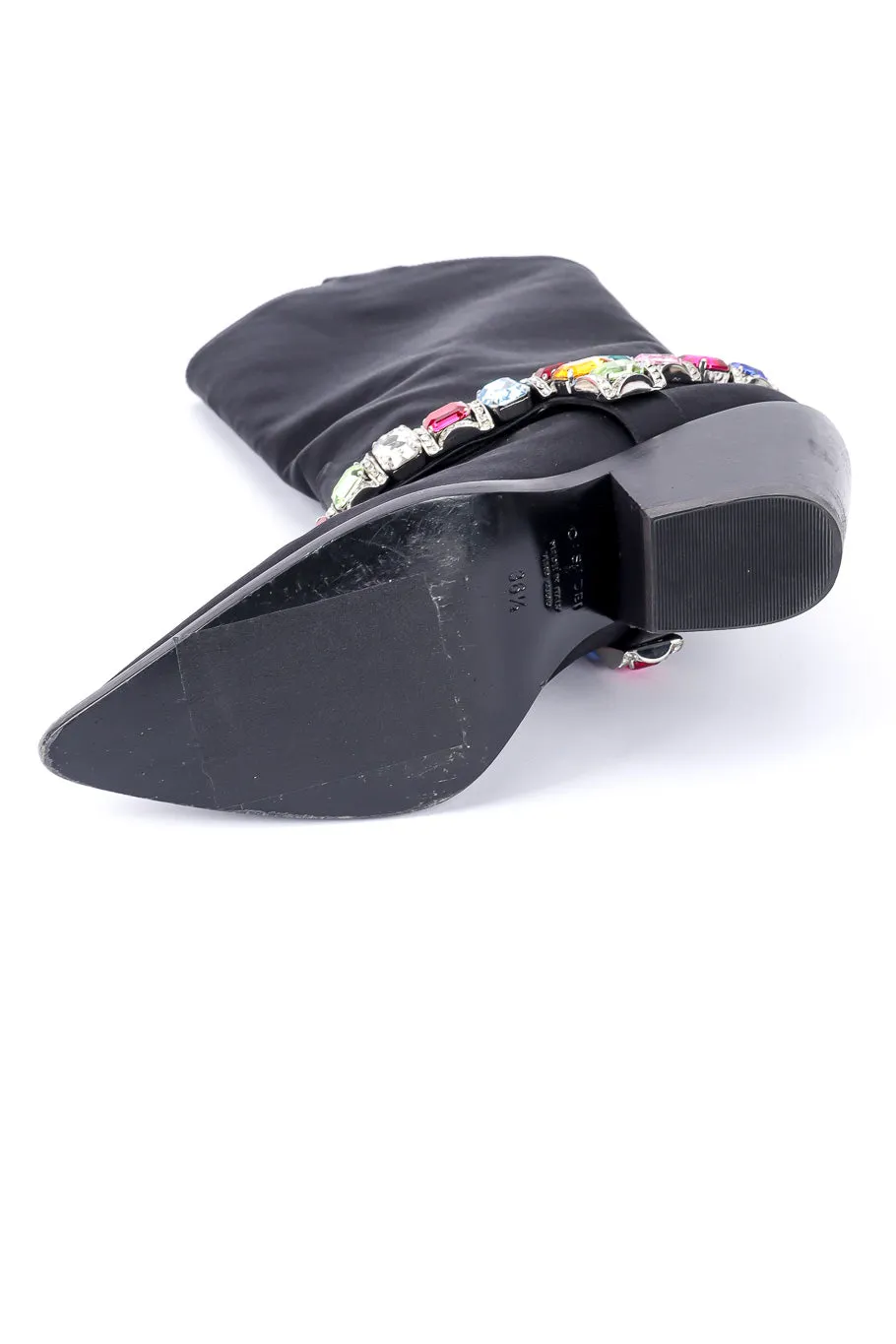 2018 F/W Bejeweled Satin Boots