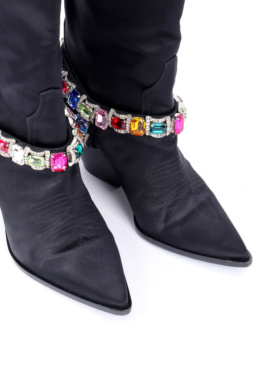 2018 F/W Bejeweled Satin Boots
