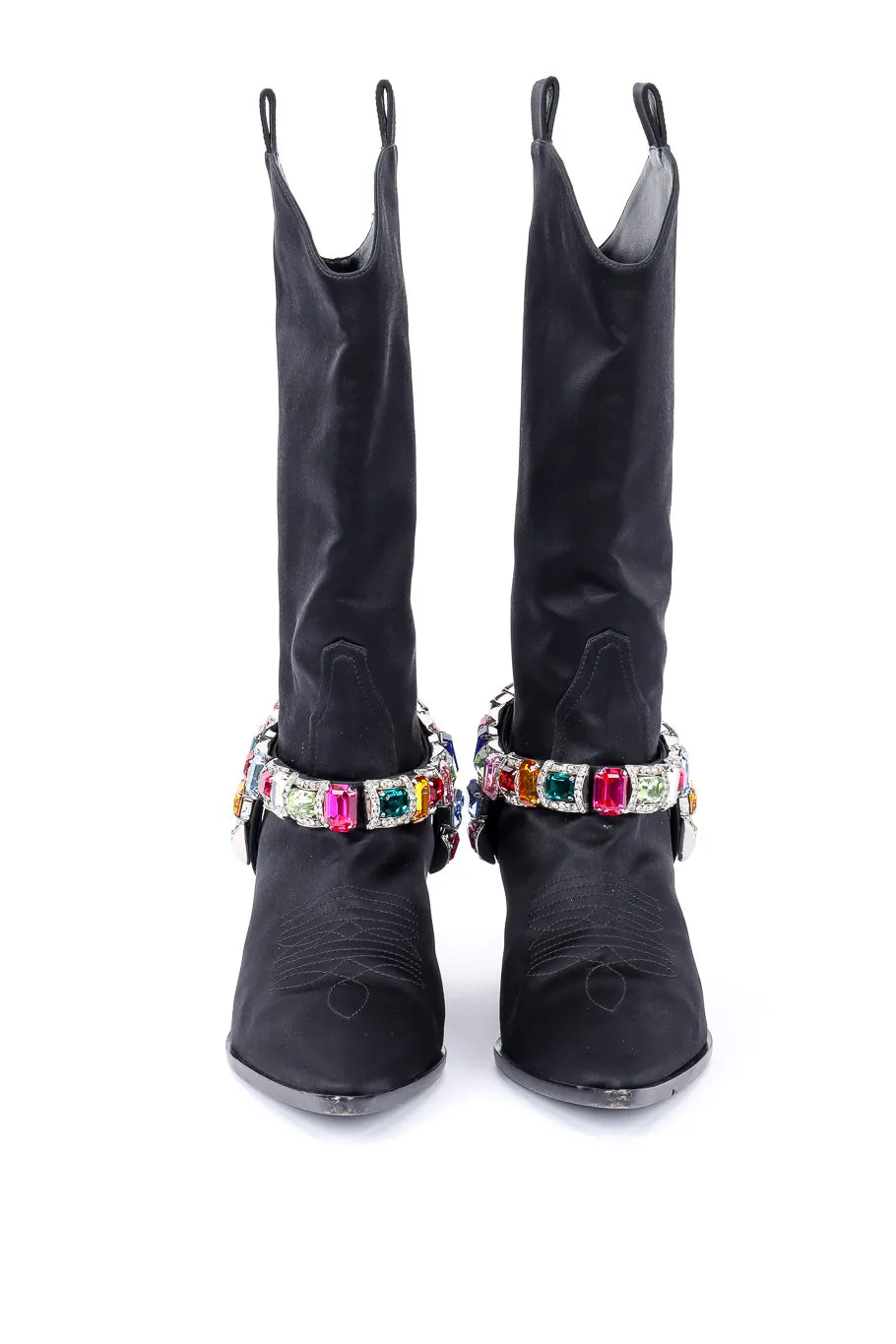 2018 F/W Bejeweled Satin Boots