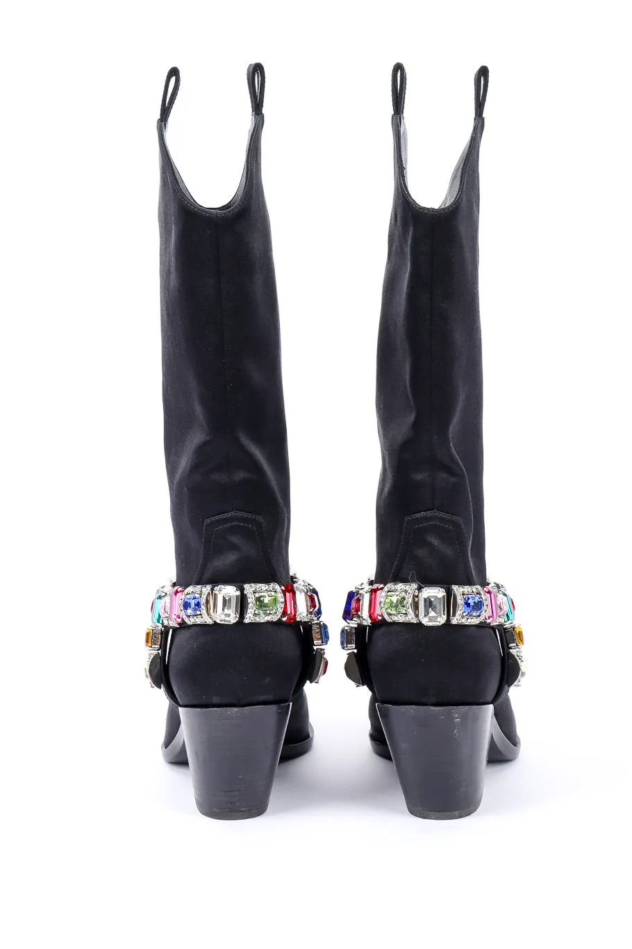 2018 F/W Bejeweled Satin Boots