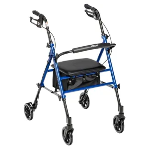 Adjustable Height Rollator Rolling Walker with 6" Wheels, Blue - 1 Each