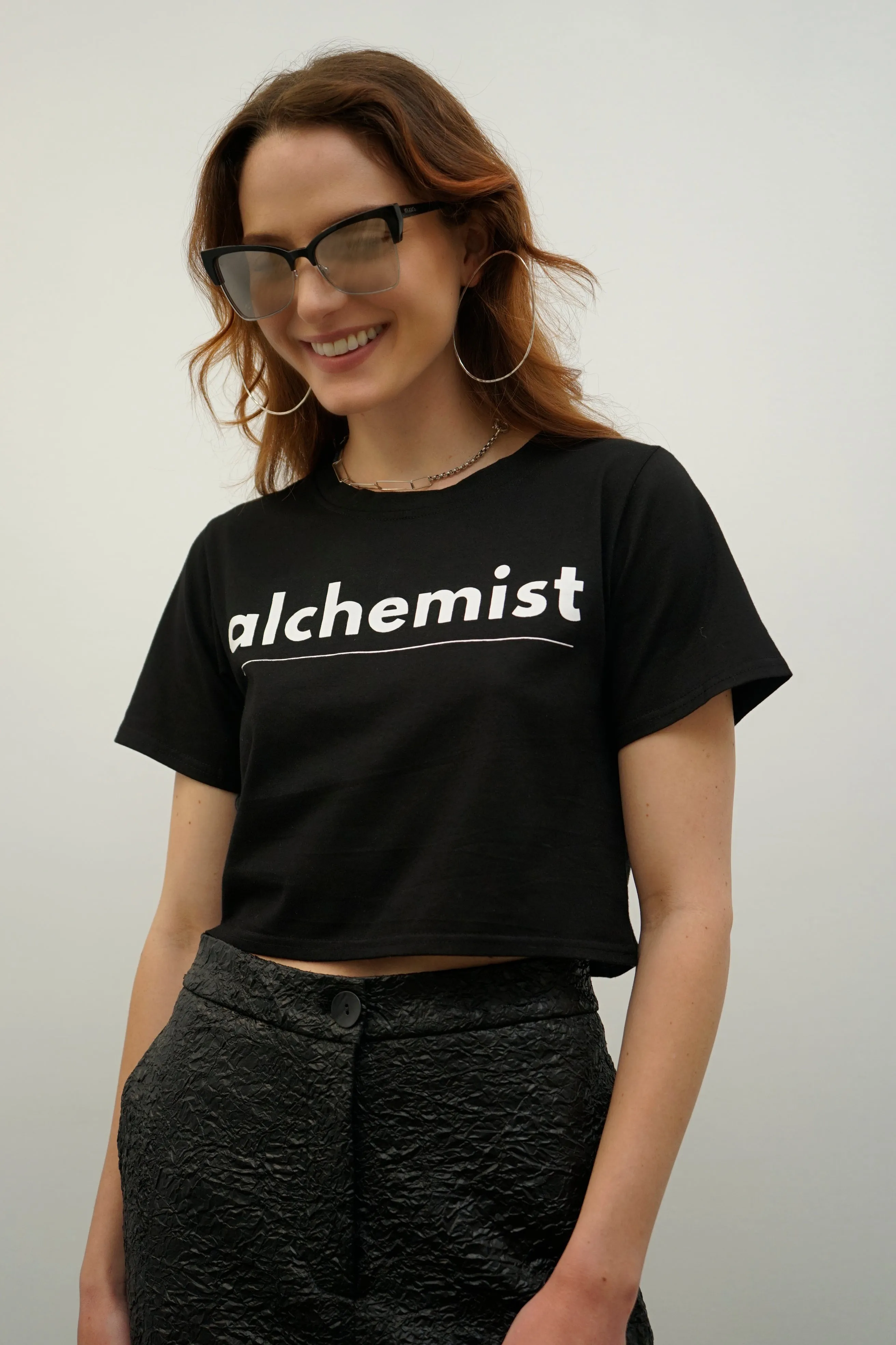 Alchemist Black Graphic Cropped T-Shirt