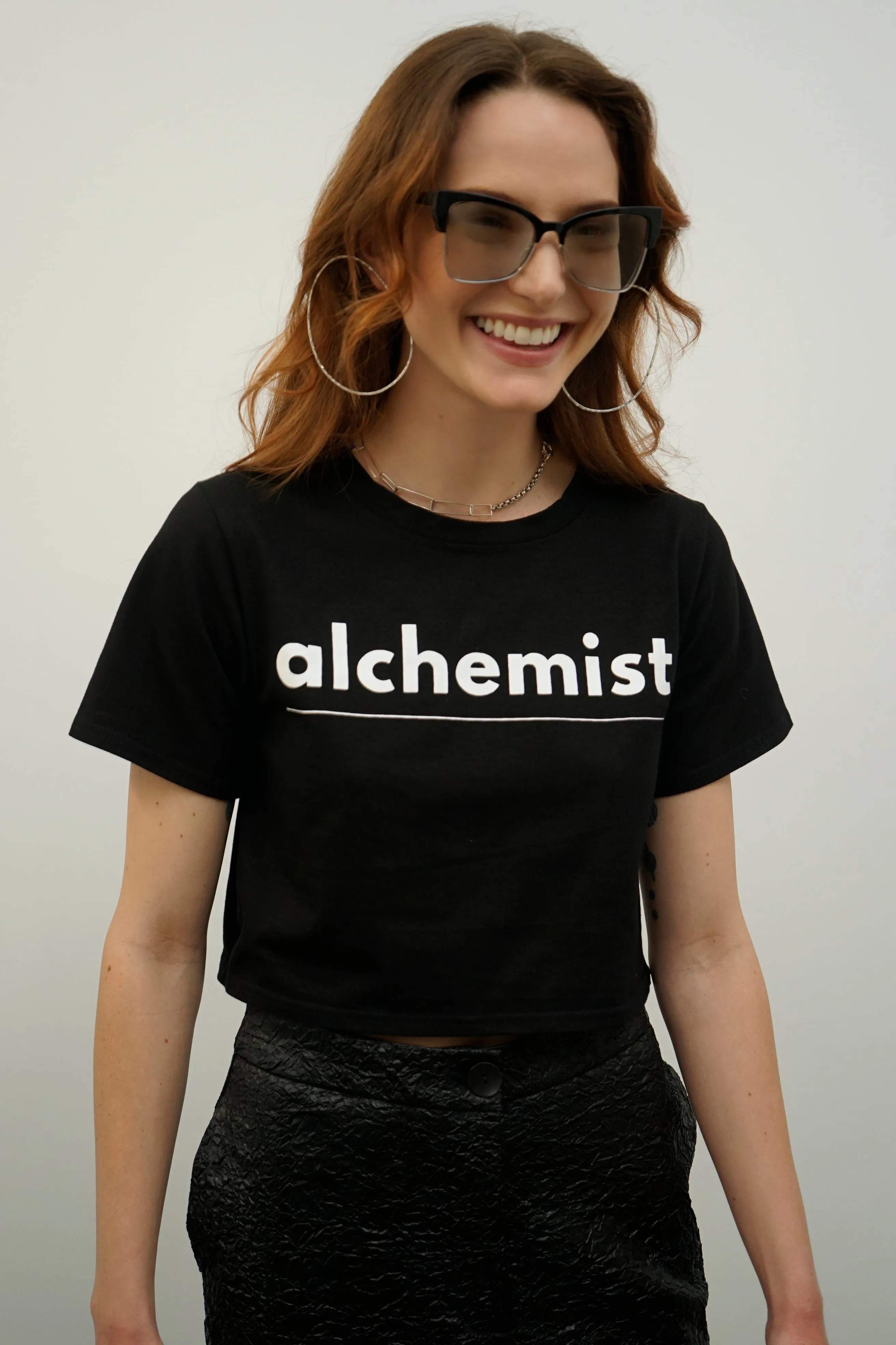 Alchemist Black Graphic Cropped T-Shirt