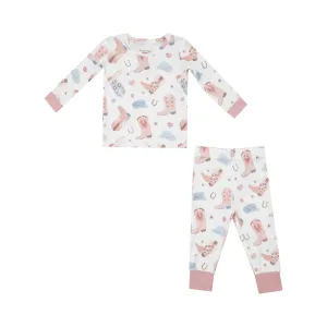 Angel Dear L/S Loungewear Set - Cowboy Boots Pink