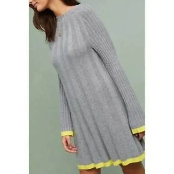 Anthropologie Arsenau Alpaca Washable Wool Blend Gray Sweater Dress Size S EUC