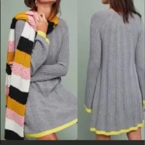 Anthropologie Arsenau Alpaca Washable Wool Blend Gray Sweater Dress Size S EUC
