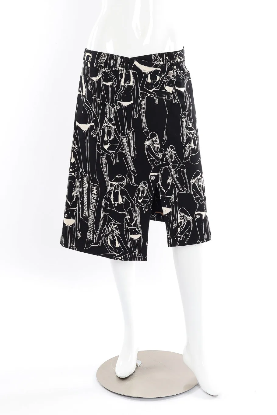 Asymmetrical Graphic Wrap Skirt