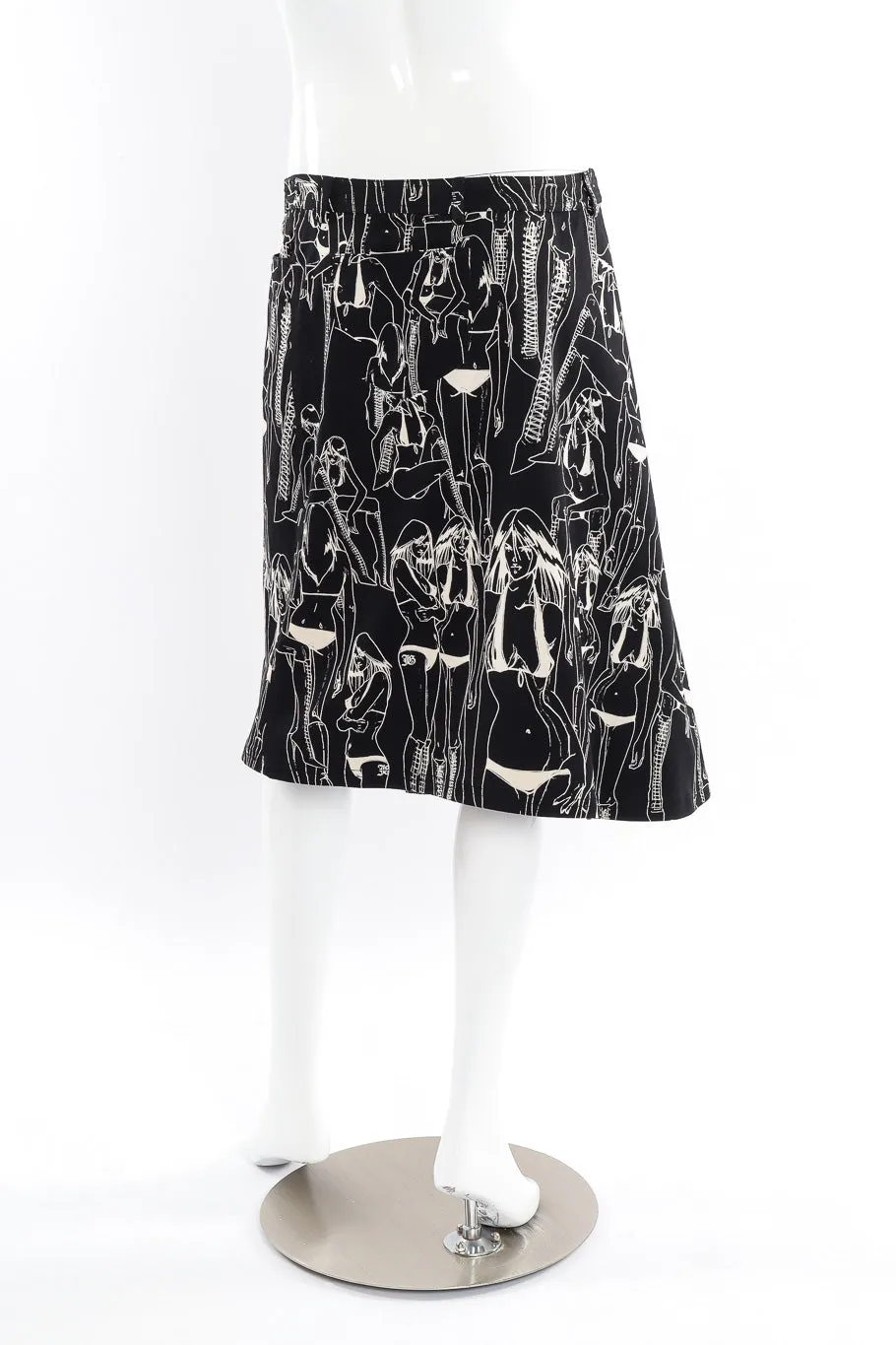 Asymmetrical Graphic Wrap Skirt