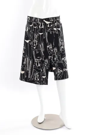 Asymmetrical Graphic Wrap Skirt