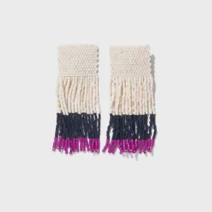 Ava Colorblock Fringe Earrings Magenta