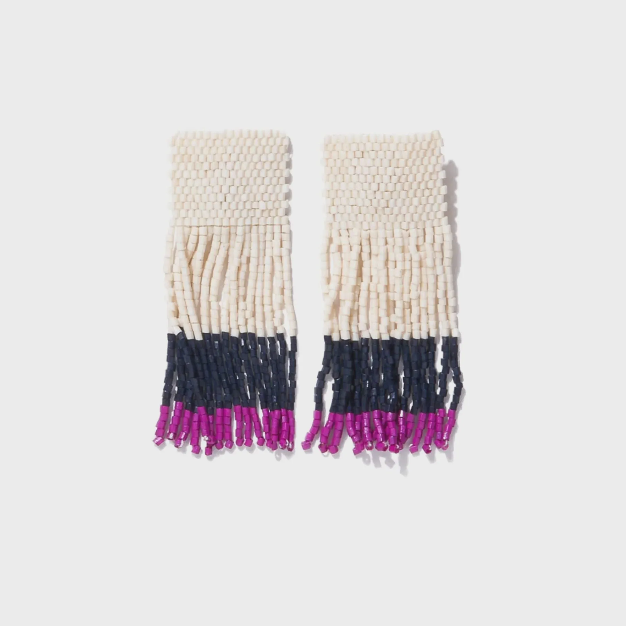 Ava Colorblock Fringe Earrings Magenta