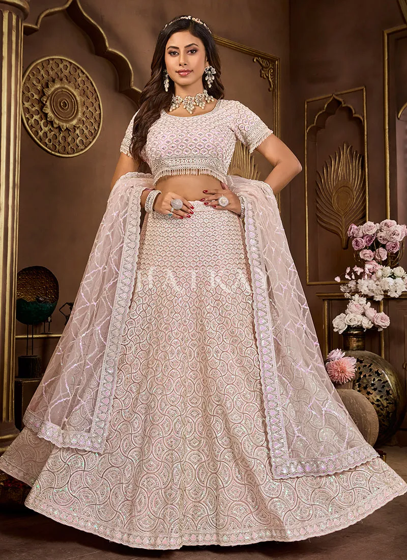 Baby Pink Embroidered Wedding Lehenga Choli