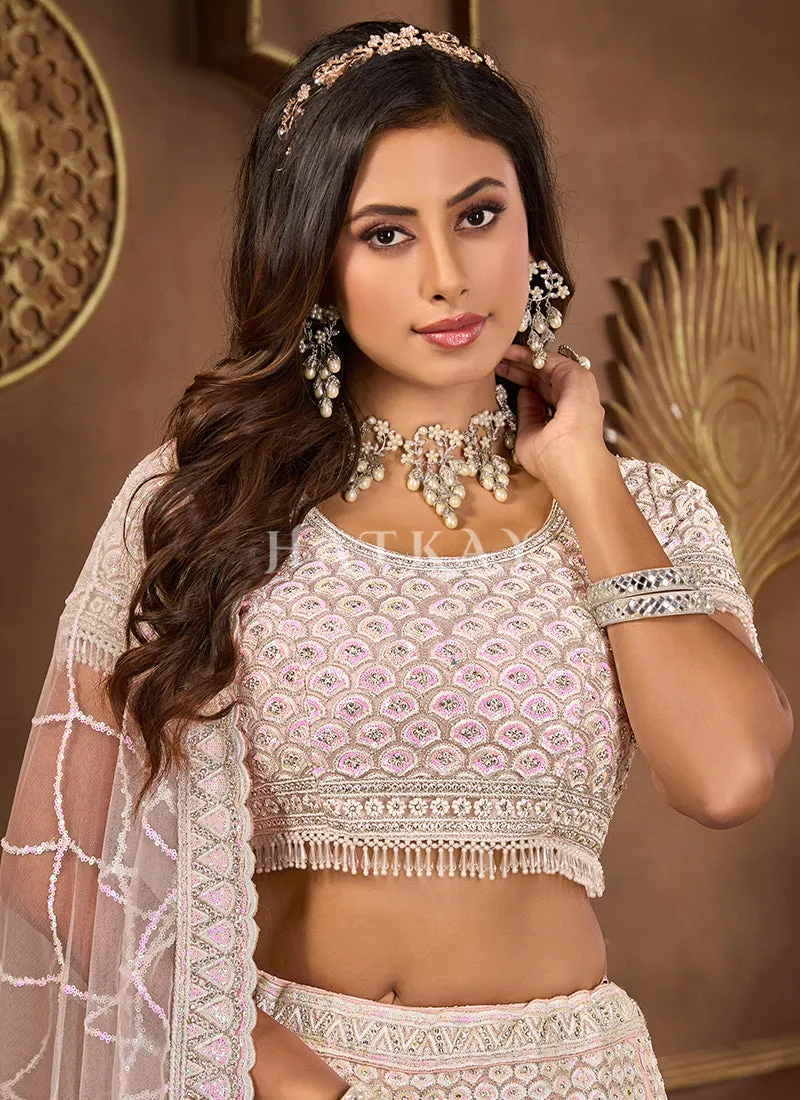 Baby Pink Embroidered Wedding Lehenga Choli