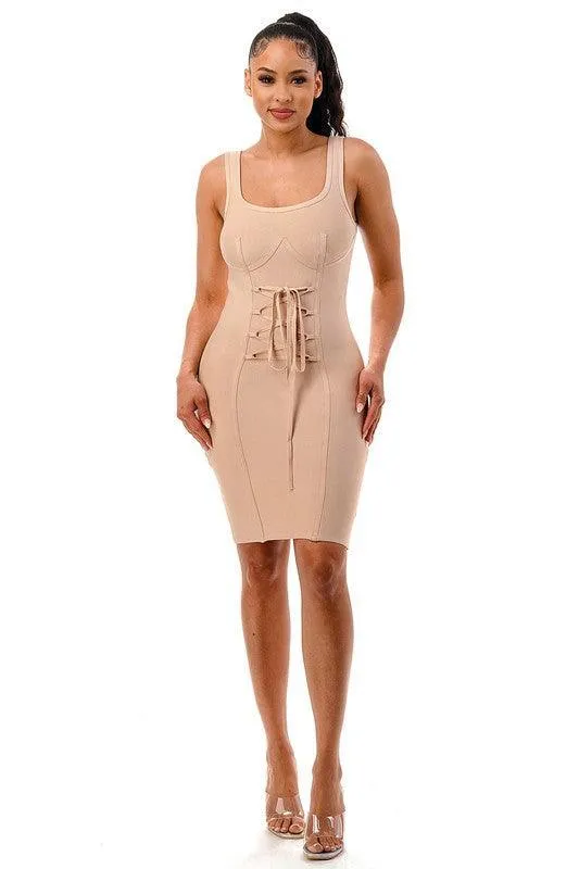 BANDAGE DRESS WITH SHOE LACE