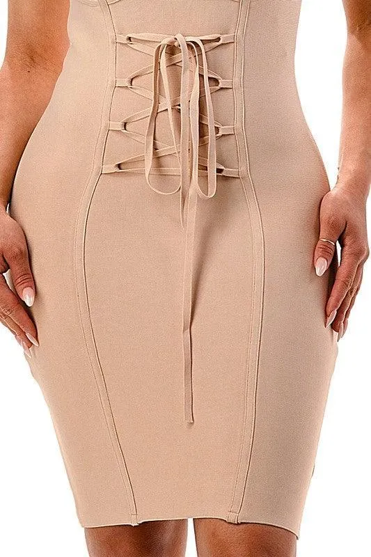 BANDAGE DRESS WITH SHOE LACE