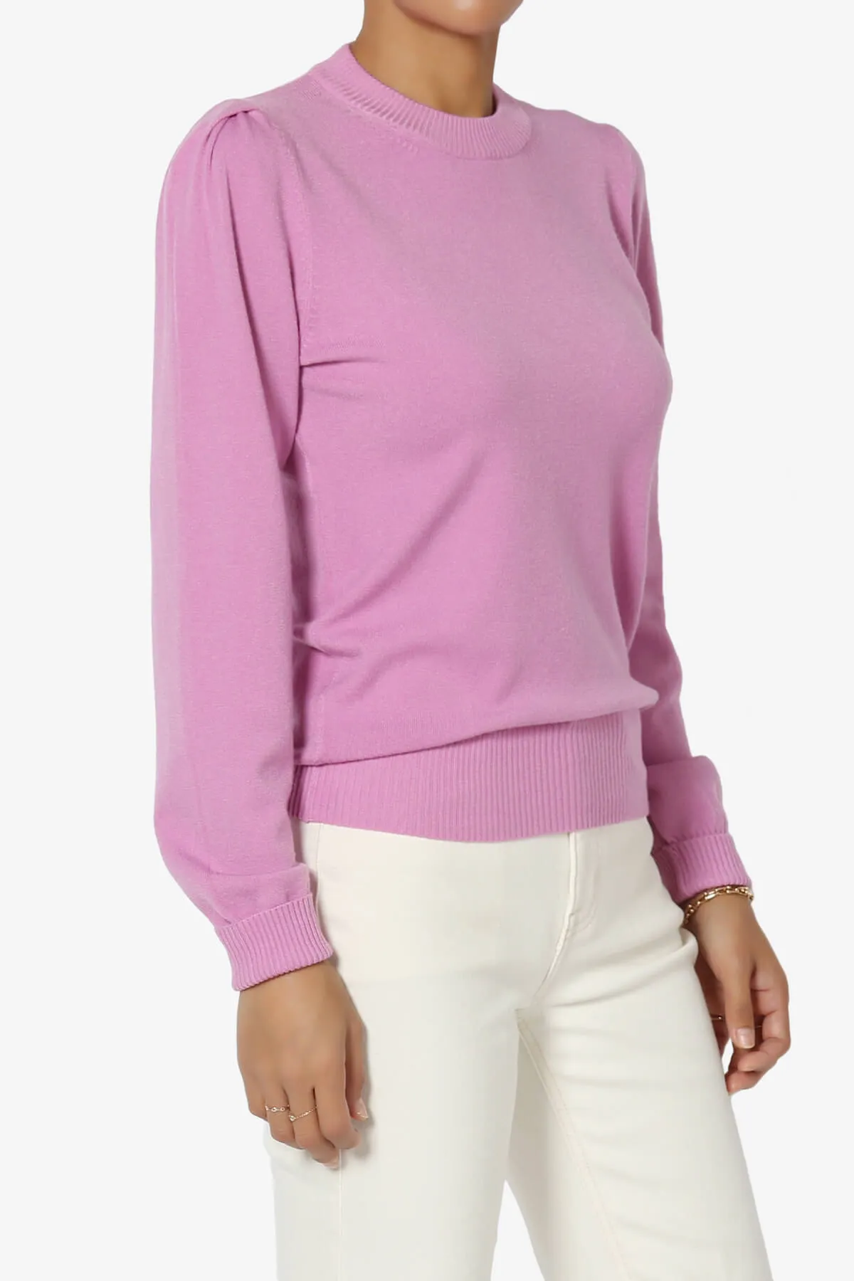 Bcarina Pleated Shoulder Crew Neck Sweater
