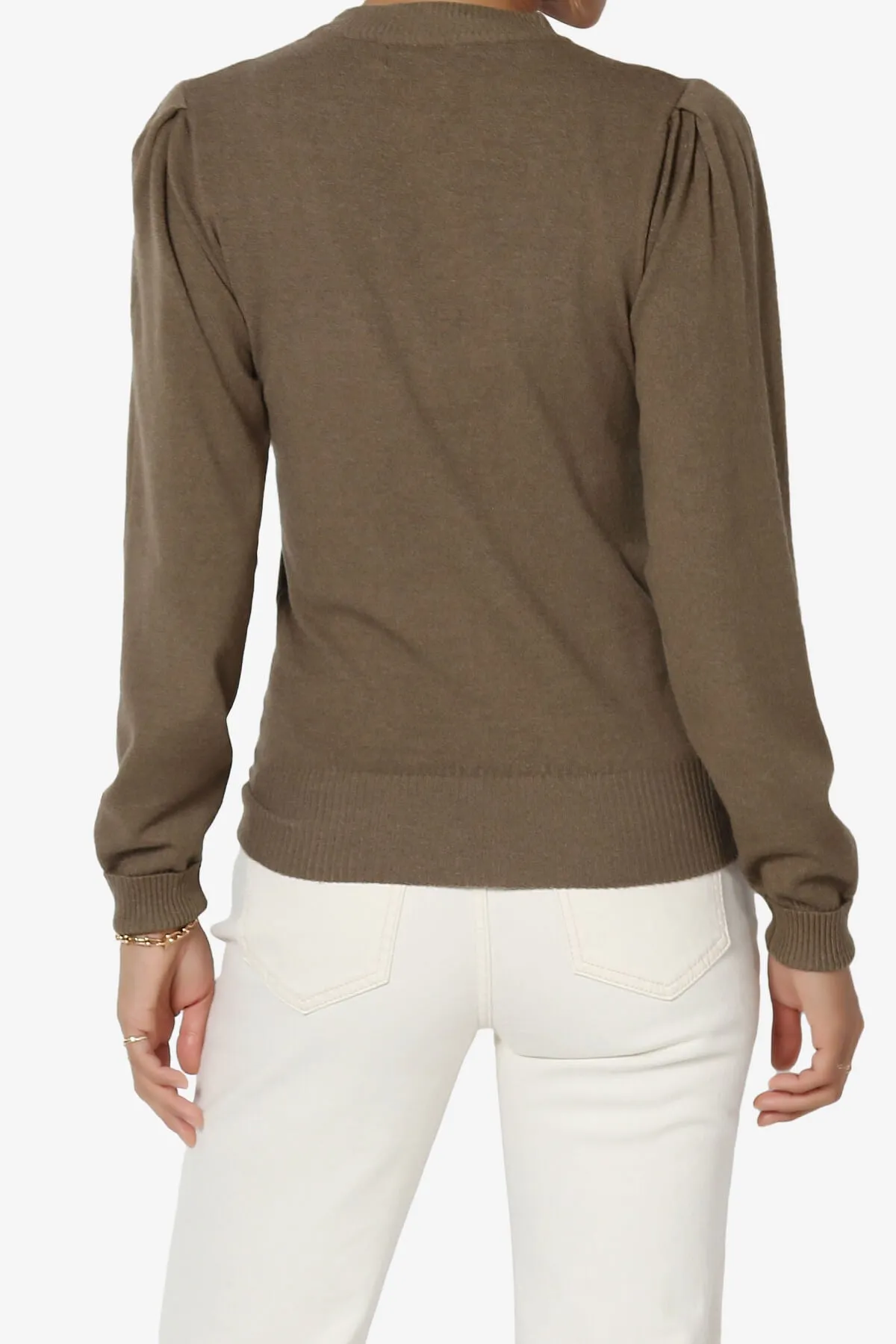 Bcarina Pleated Shoulder Crew Neck Sweater