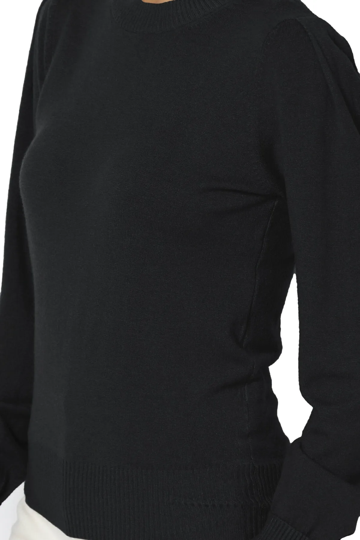 Bcarina Pleated Shoulder Crew Neck Sweater