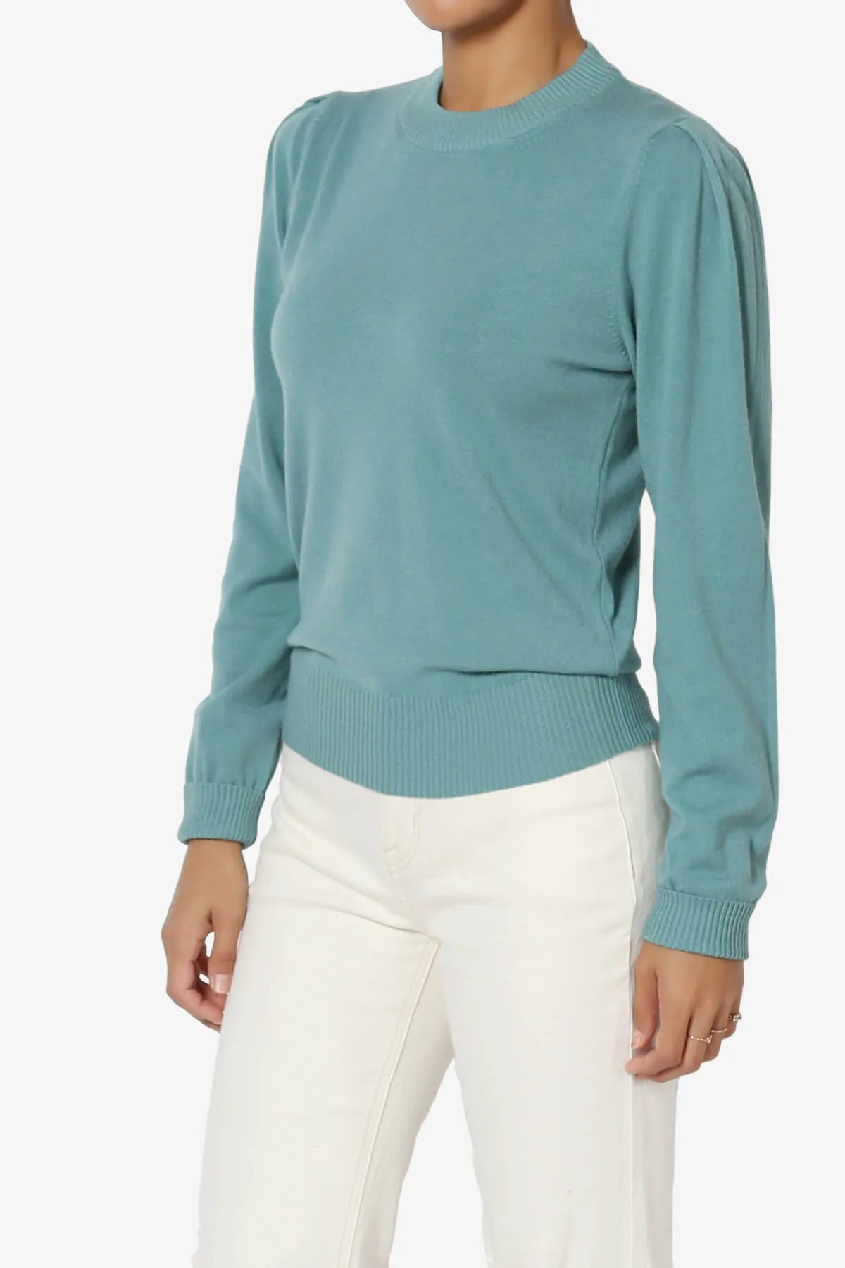 Bcarina Pleated Shoulder Crew Neck Sweater