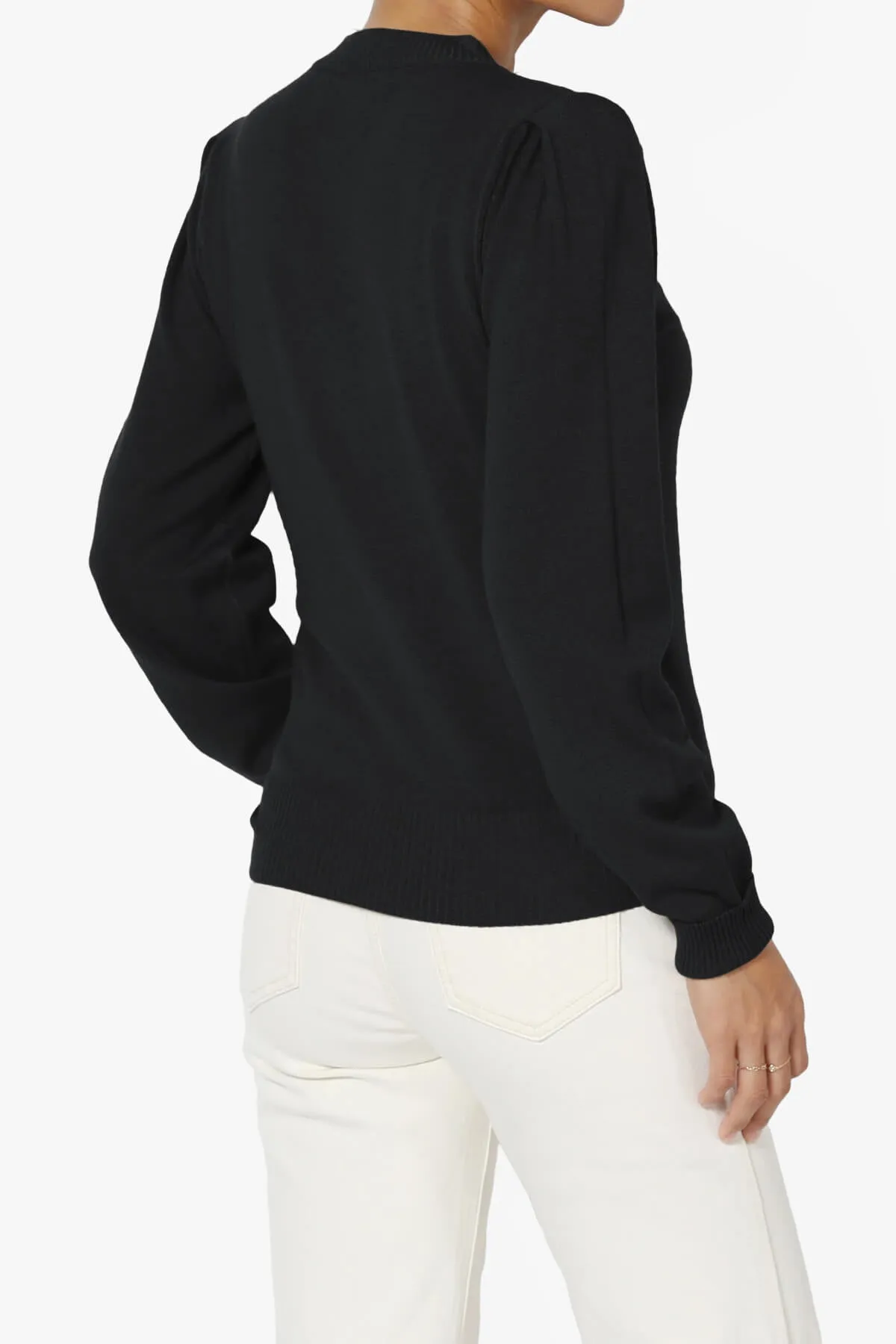 Bcarina Pleated Shoulder Crew Neck Sweater