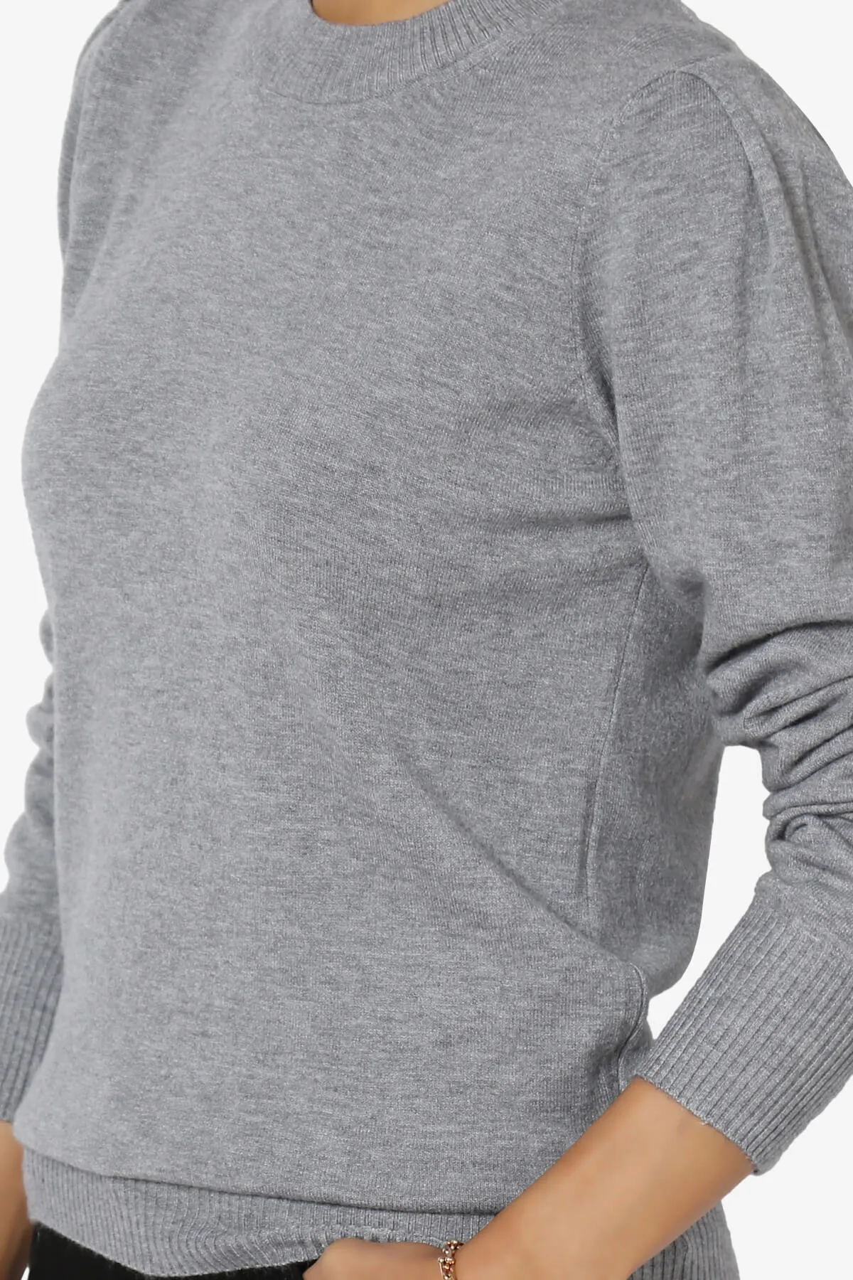 Bcarina Pleated Shoulder Crew Neck Sweater