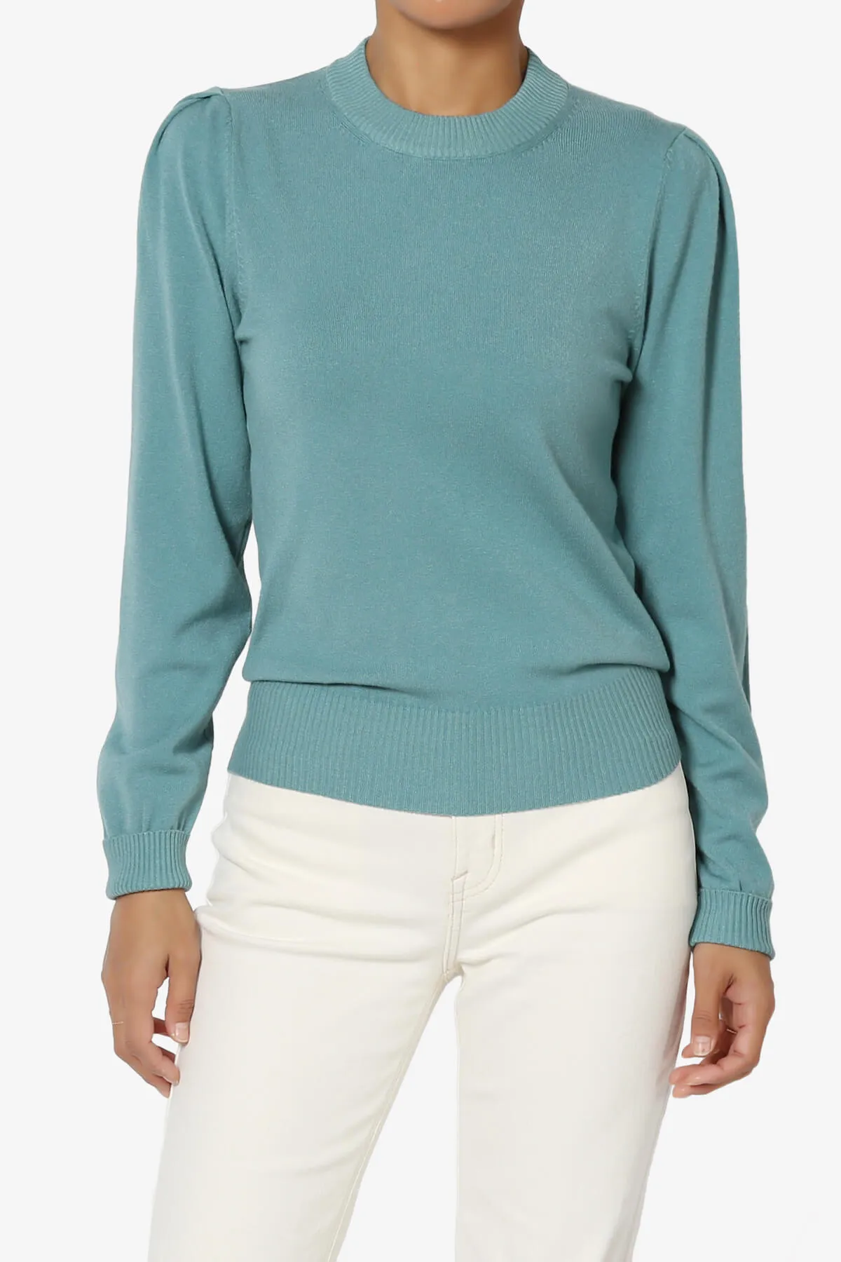 Bcarina Pleated Shoulder Crew Neck Sweater
