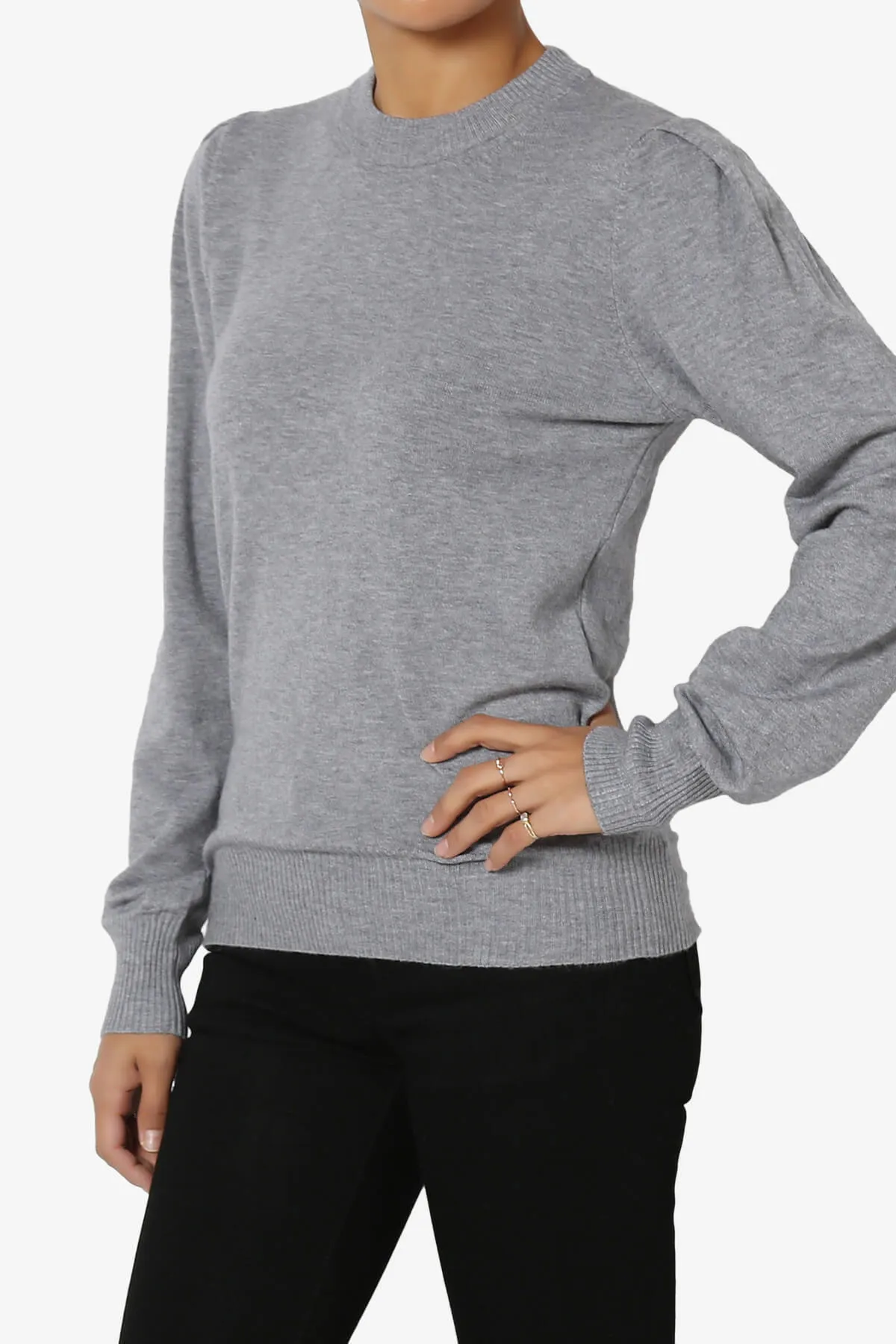 Bcarina Pleated Shoulder Crew Neck Sweater
