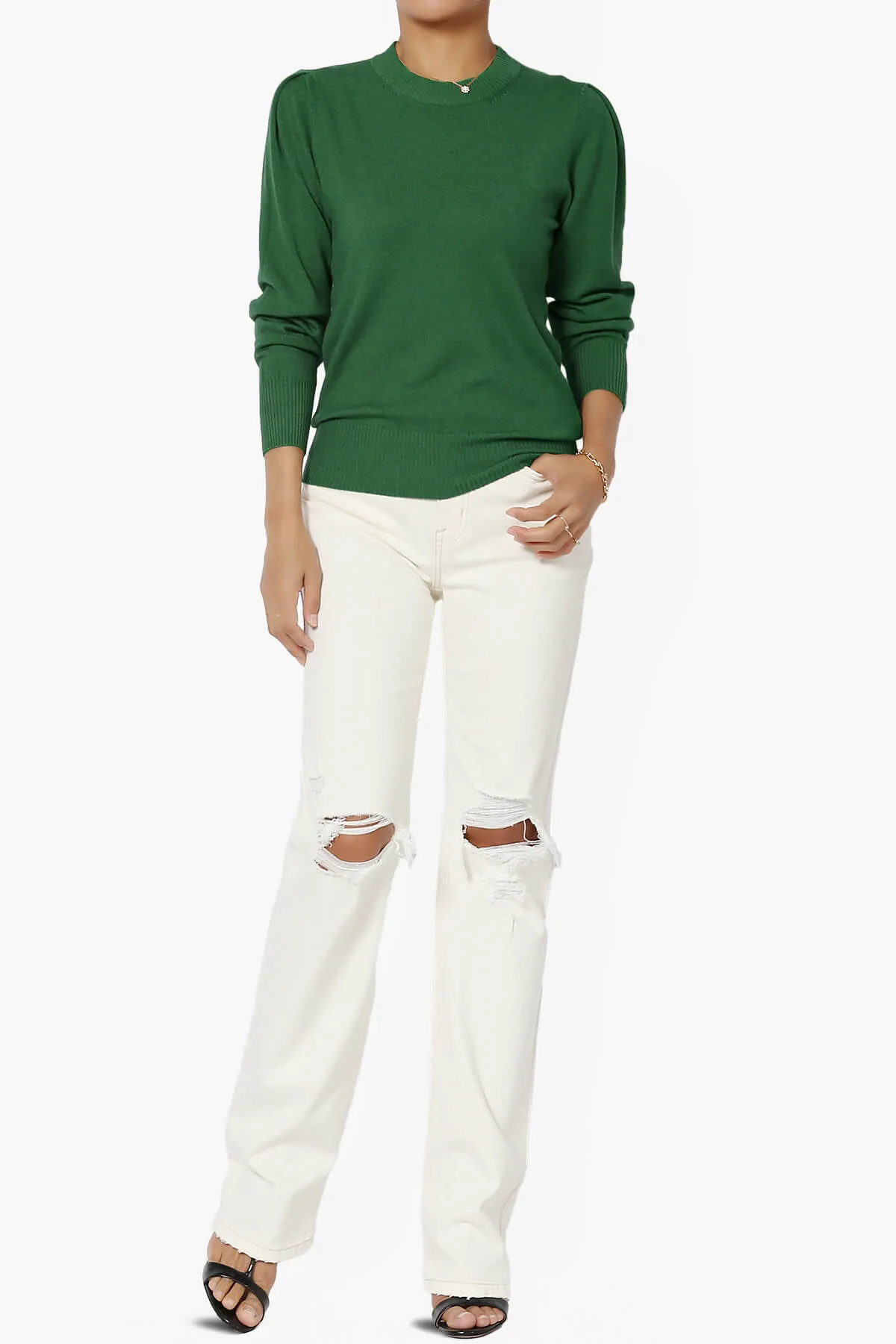 Bcarina Pleated Shoulder Crew Neck Sweater