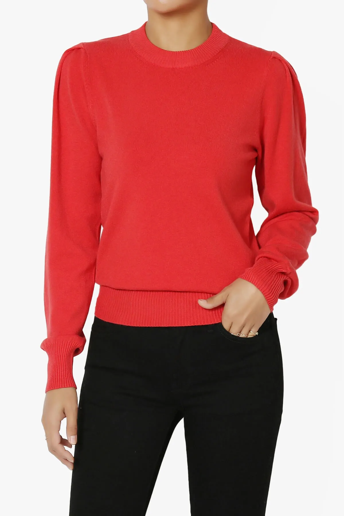 Bcarina Pleated Shoulder Crew Neck Sweater