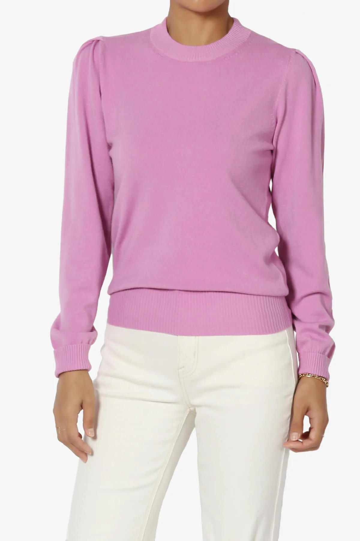 Bcarina Pleated Shoulder Crew Neck Sweater