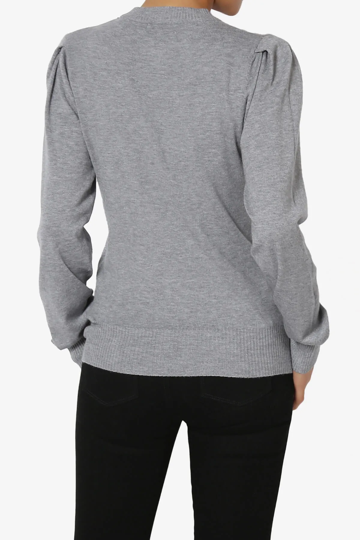 Bcarina Pleated Shoulder Crew Neck Sweater