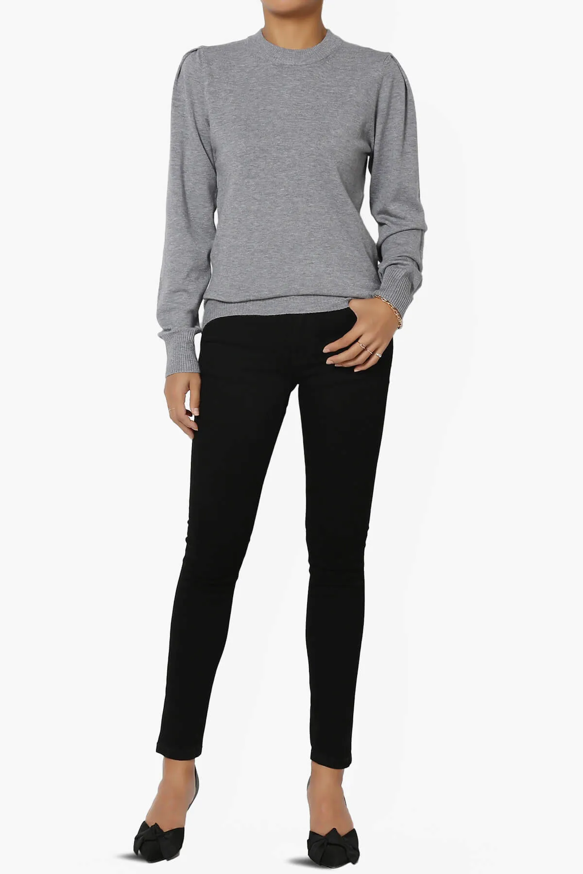 Bcarina Pleated Shoulder Crew Neck Sweater