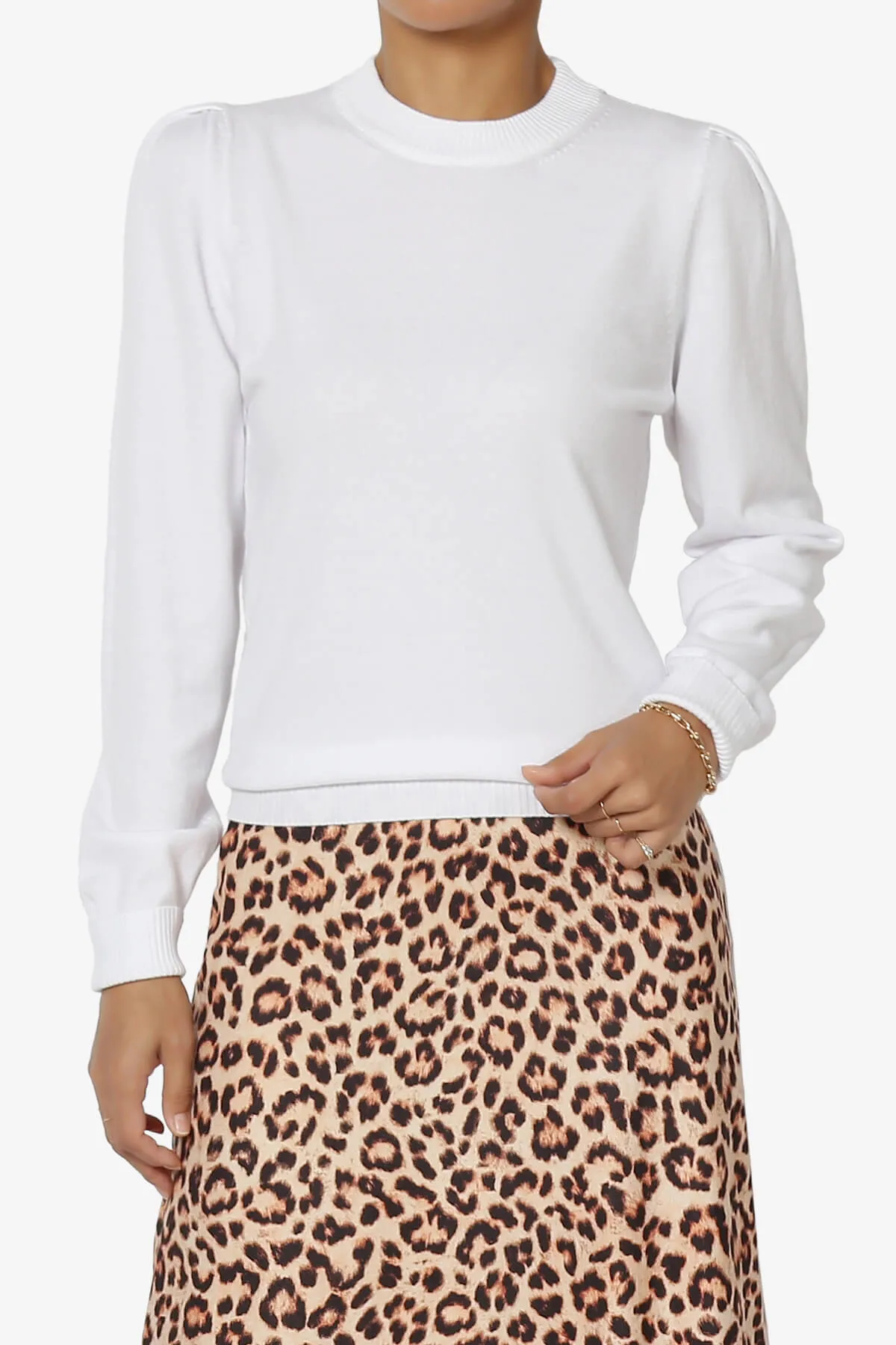 Bcarina Pleated Shoulder Crew Neck Sweater