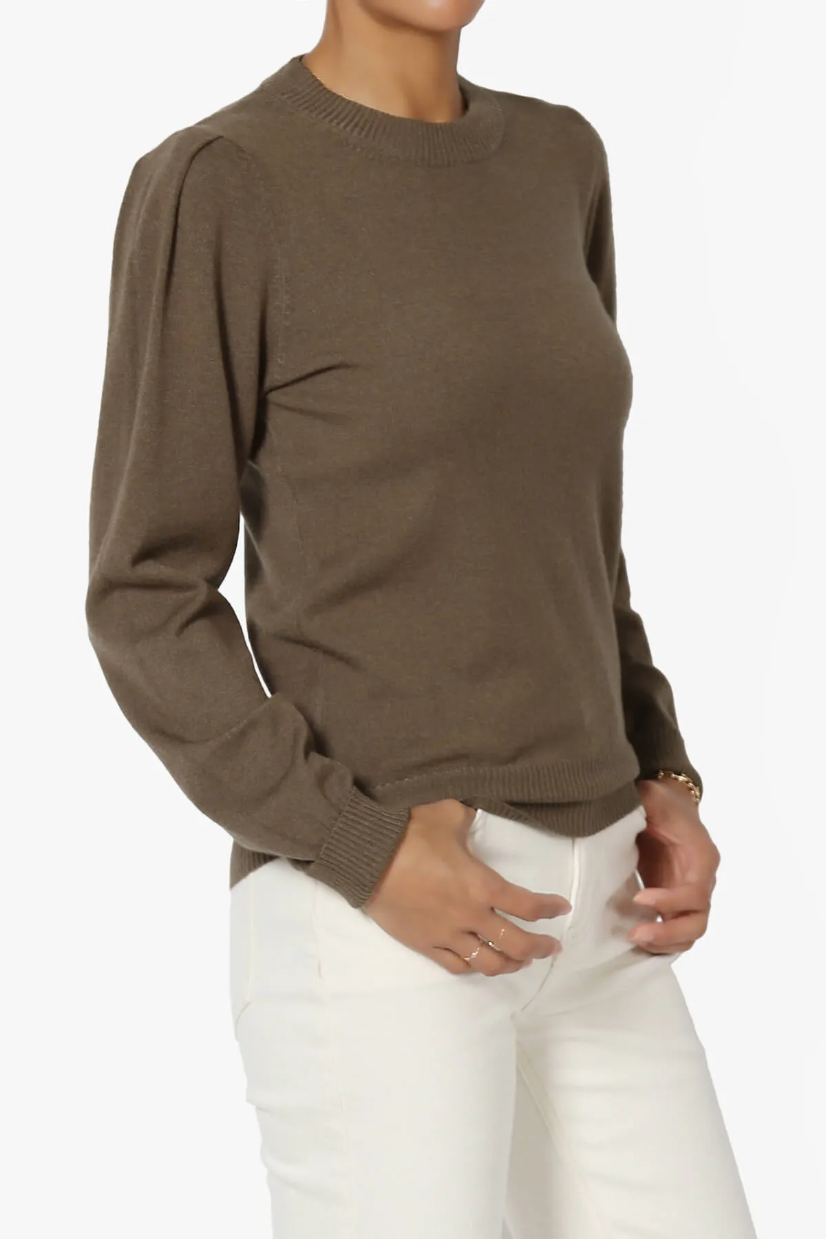 Bcarina Pleated Shoulder Crew Neck Sweater