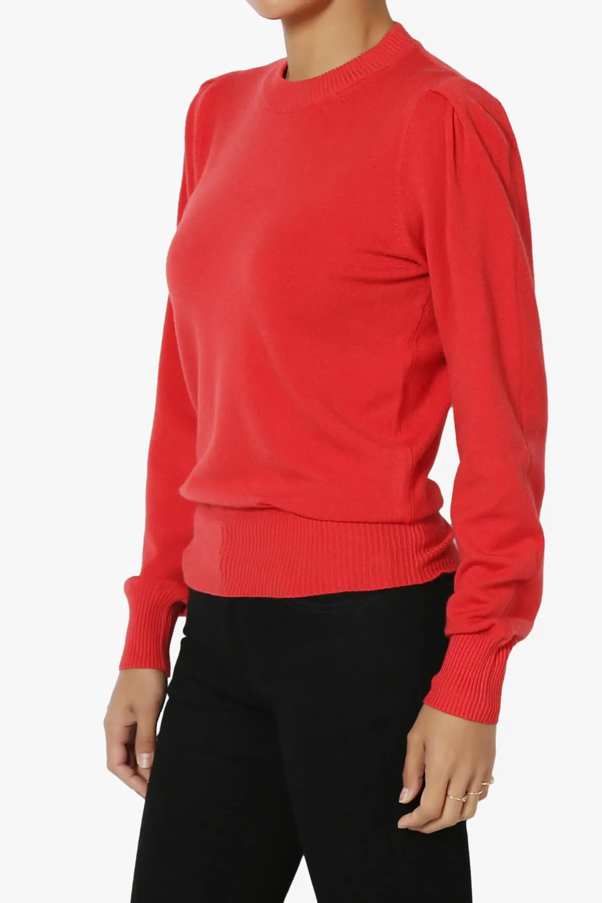 Bcarina Pleated Shoulder Crew Neck Sweater