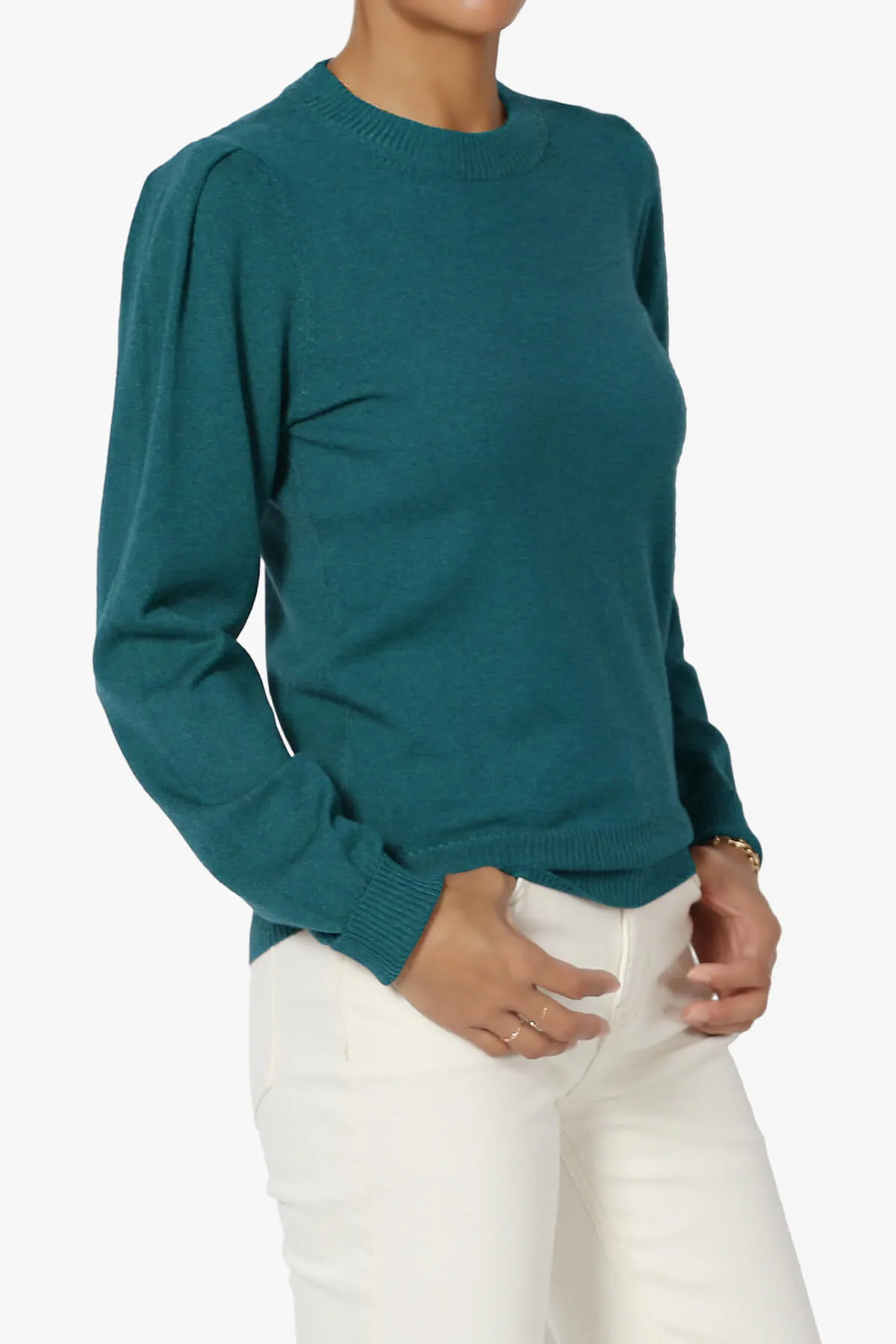 Bcarina Pleated Shoulder Crew Neck Sweater