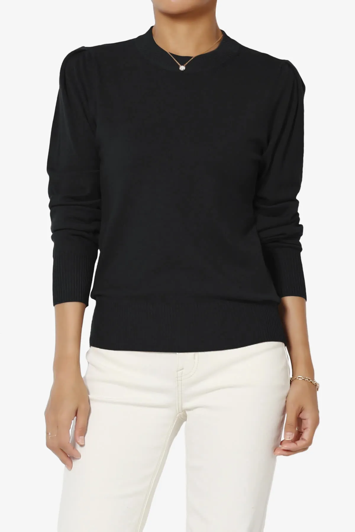 Bcarina Pleated Shoulder Crew Neck Sweater