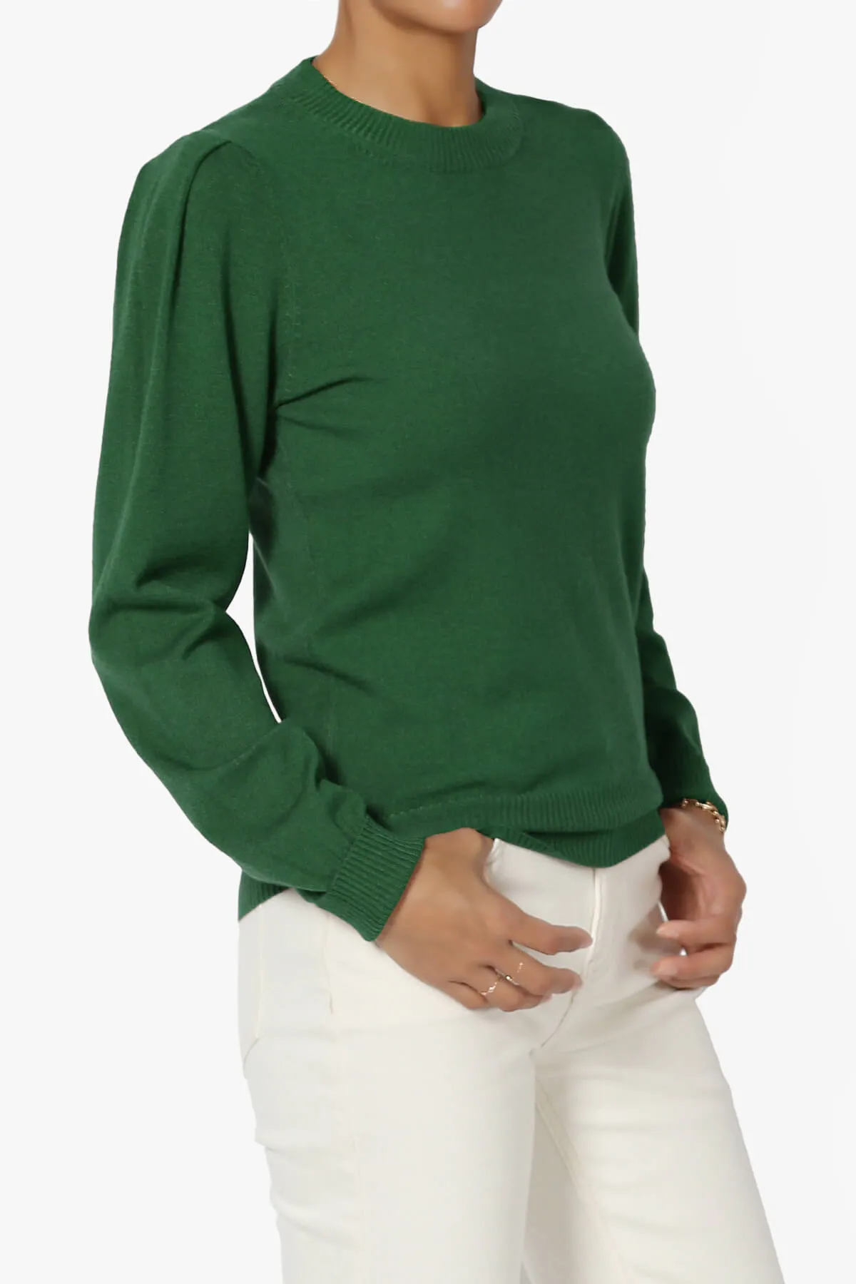 Bcarina Pleated Shoulder Crew Neck Sweater