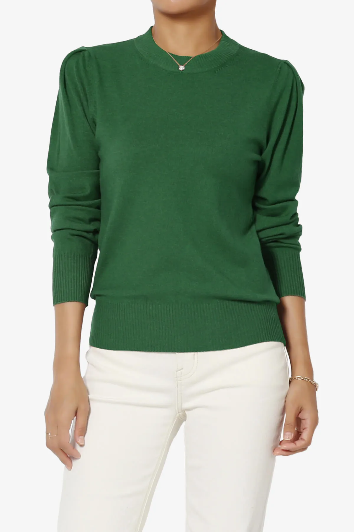 Bcarina Pleated Shoulder Crew Neck Sweater
