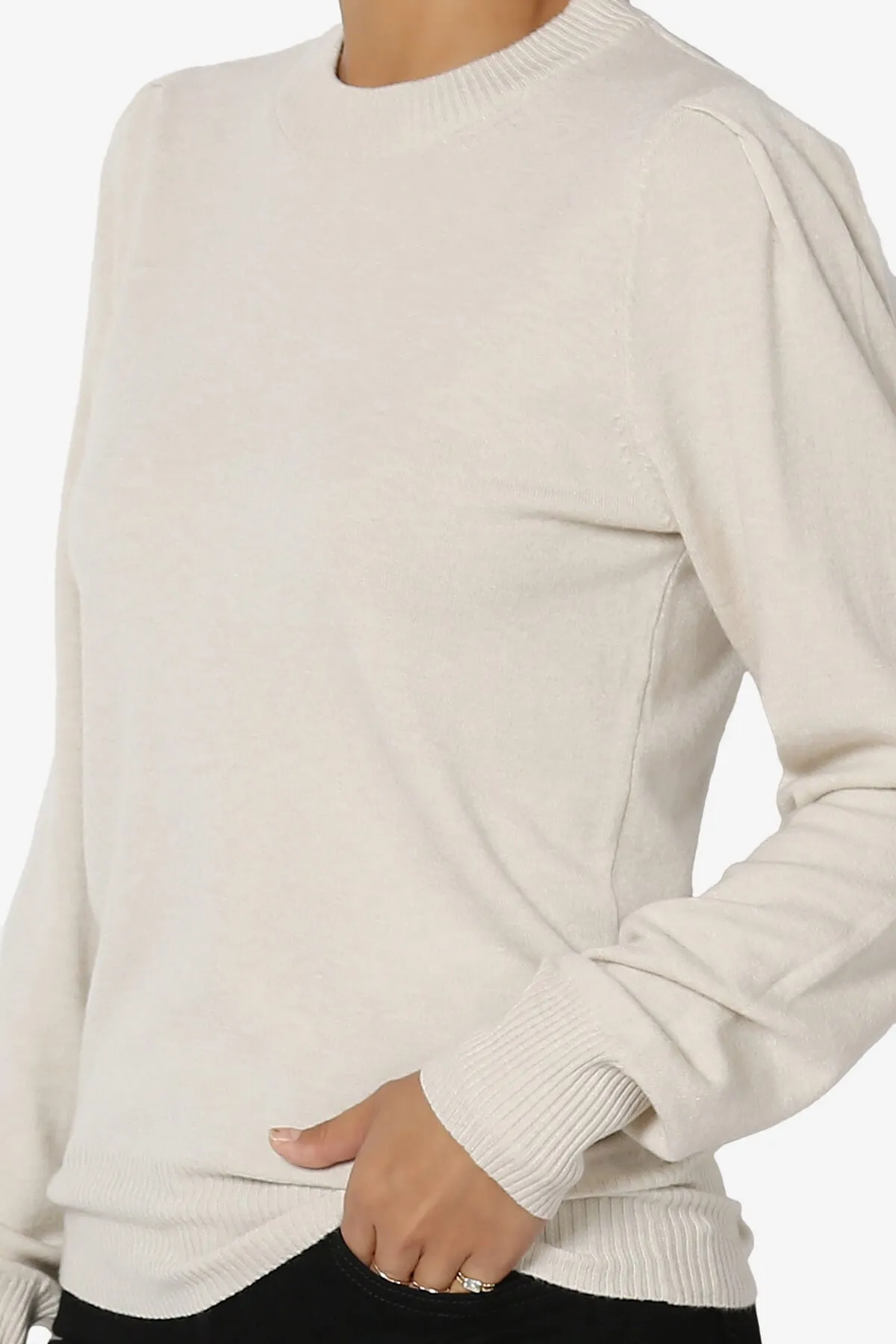 Bcarina Pleated Shoulder Crew Neck Sweater
