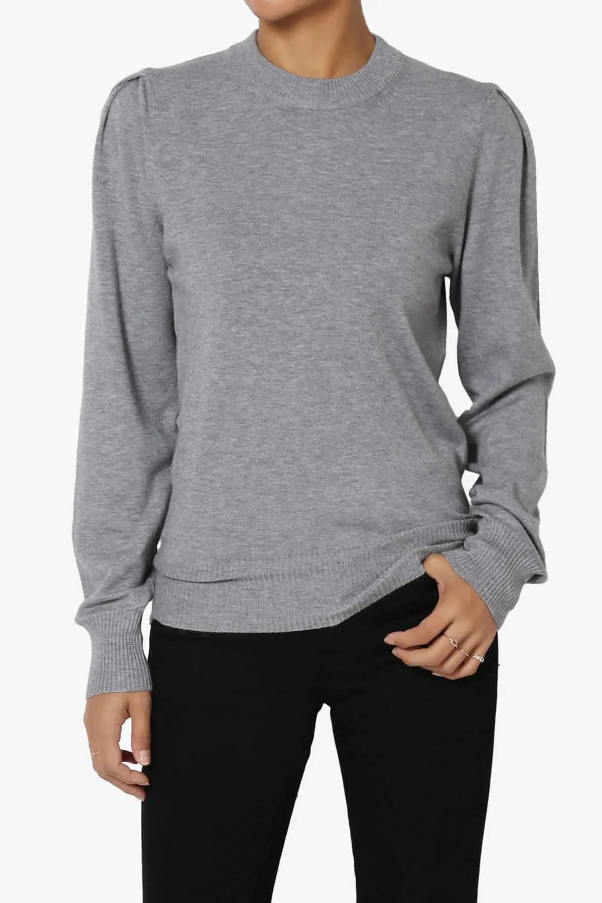 Bcarina Pleated Shoulder Crew Neck Sweater