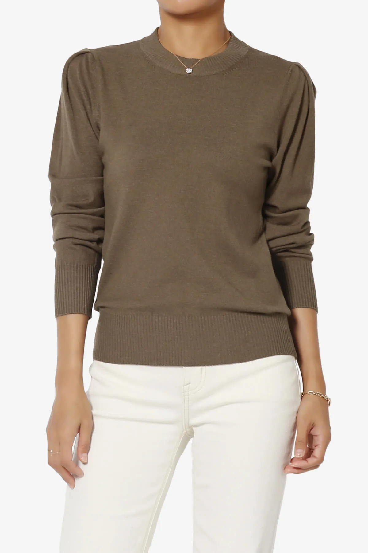 Bcarina Pleated Shoulder Crew Neck Sweater