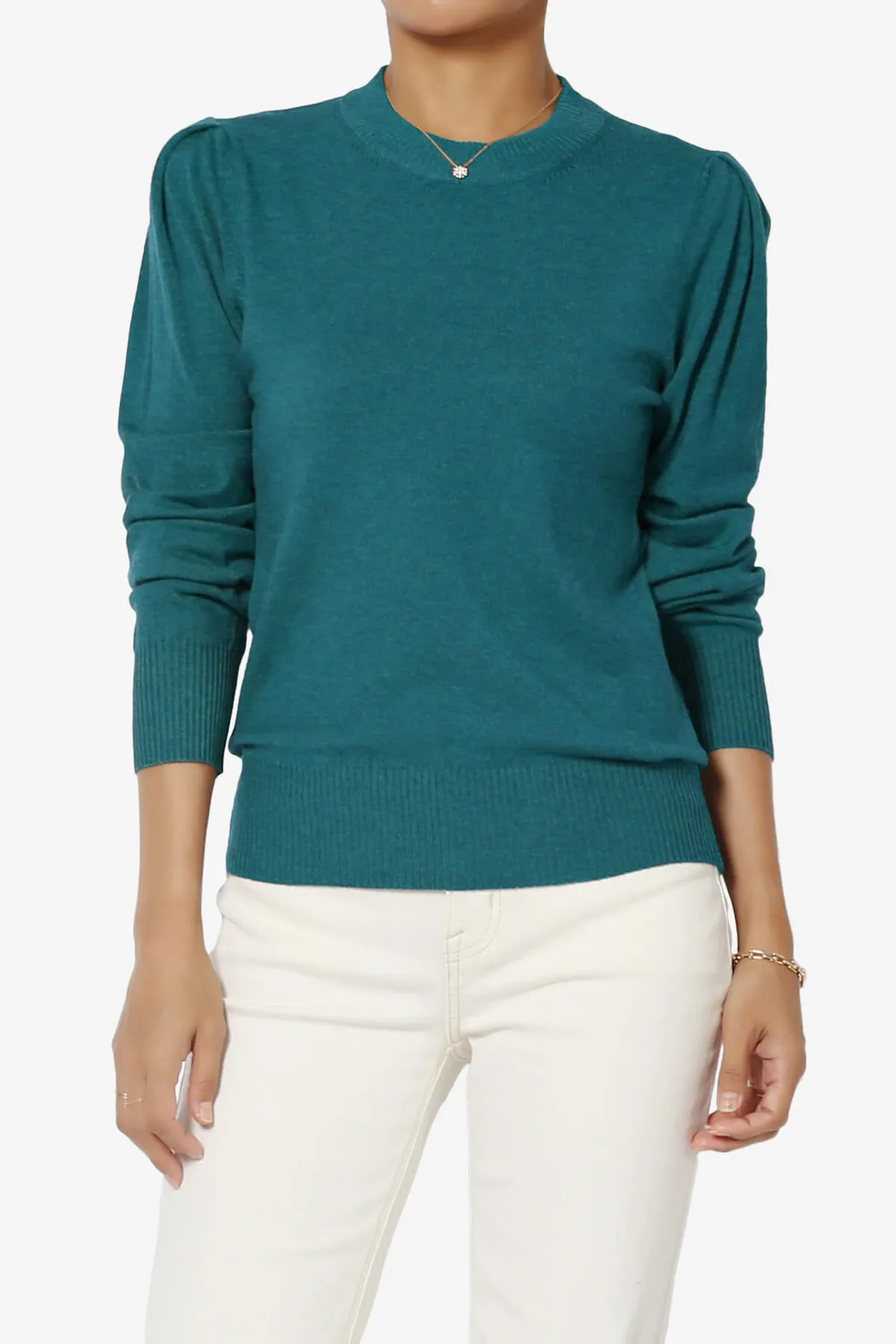 Bcarina Pleated Shoulder Crew Neck Sweater