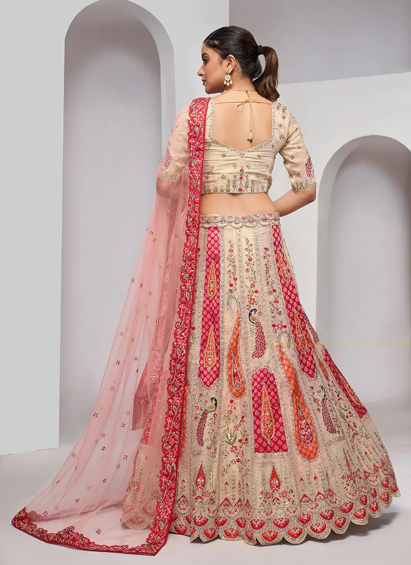 Beige Multi Embroidery Designer Wedding Lehenga Choli