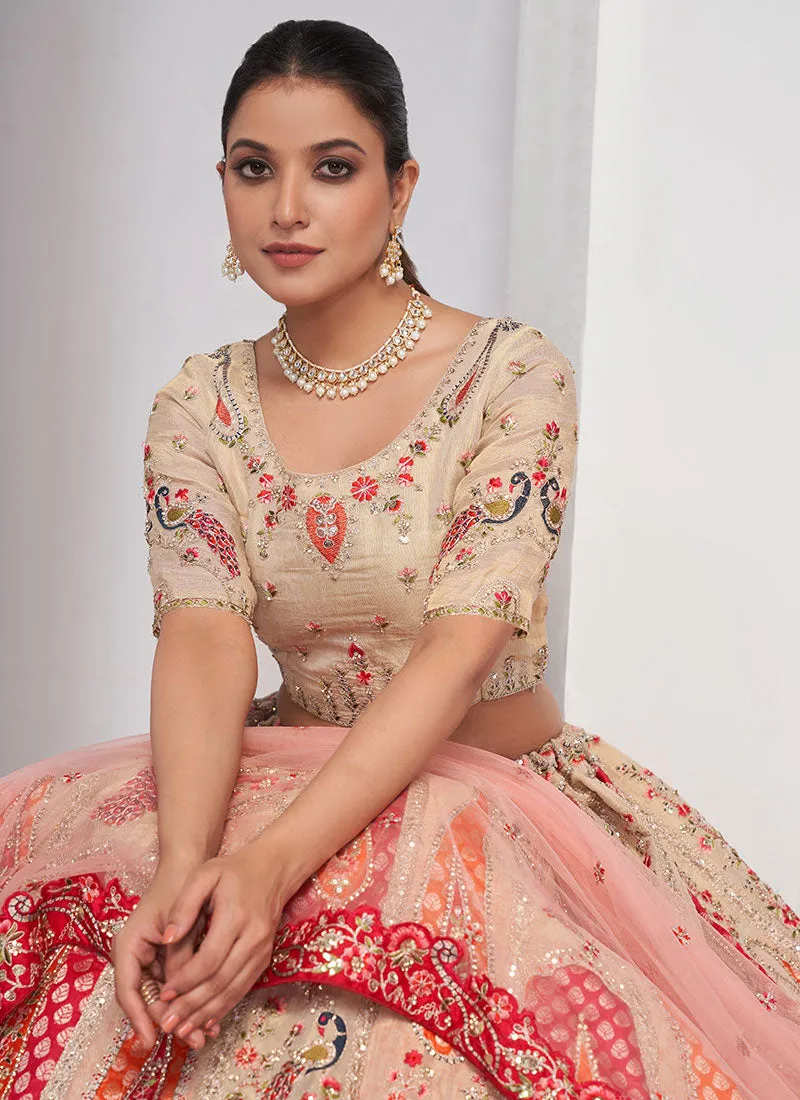Beige Multi Embroidery Designer Wedding Lehenga Choli